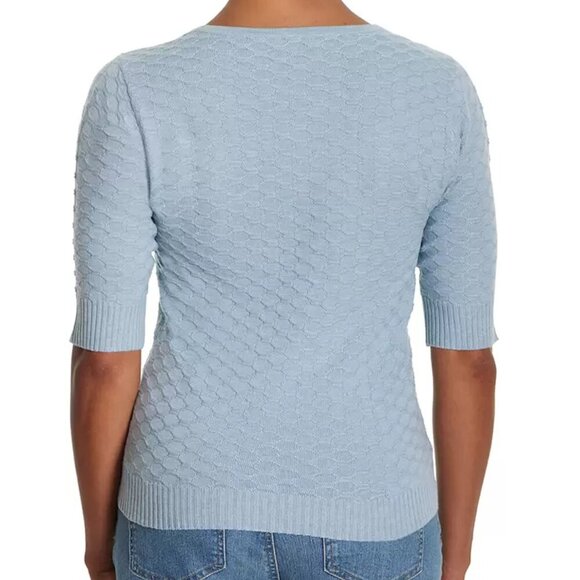 NWT - Ella Moss Women's Blue Elbow Sleeve Sweater Honeycomb Knit– Size XL - Picture 3 of 3